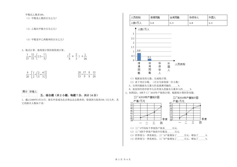 荆州市实验小学六年级数学下学期每周一练试题 附答案.doc_第2页