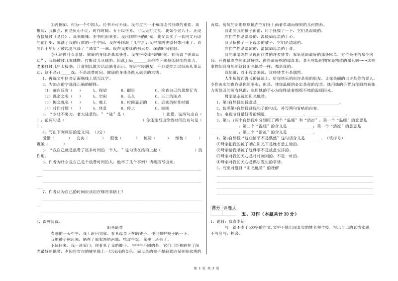 白山市实验小学六年级语文下学期能力测试试题 含答案.doc_第3页