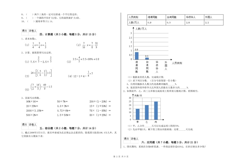 漯河市实验小学六年级数学上学期综合检测试题 附答案.doc_第2页