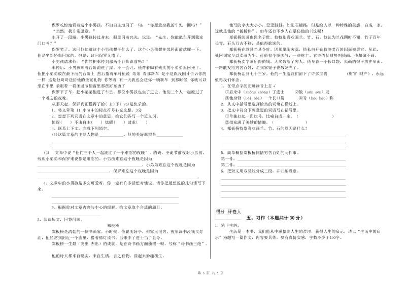 绵阳市实验小学六年级语文【下册】能力提升试题 含答案.doc_第3页