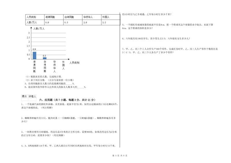 苏教版六年级数学【下册】能力检测试卷D卷 附解析.doc_第3页