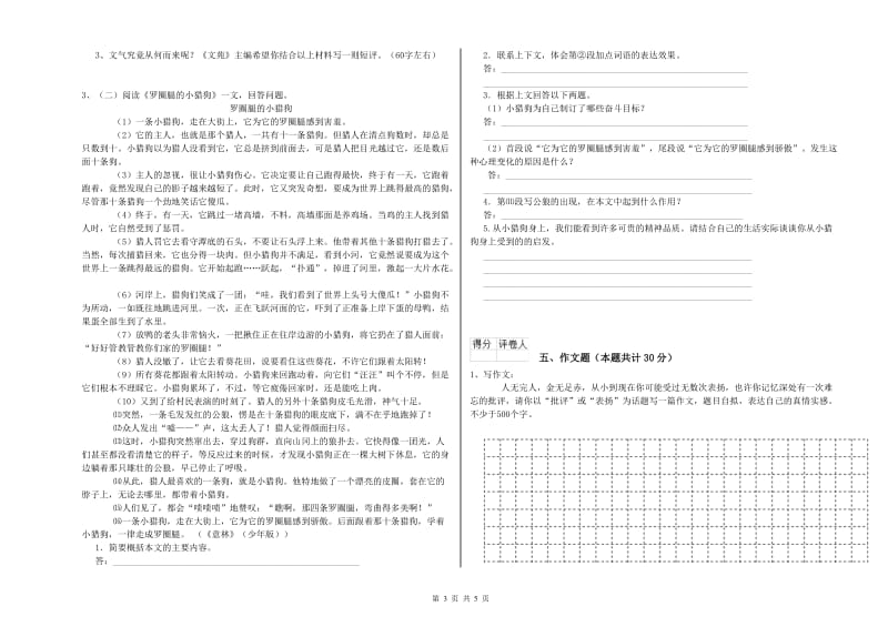 湖北省小升初语文模拟考试试卷B卷 附解析.doc_第3页