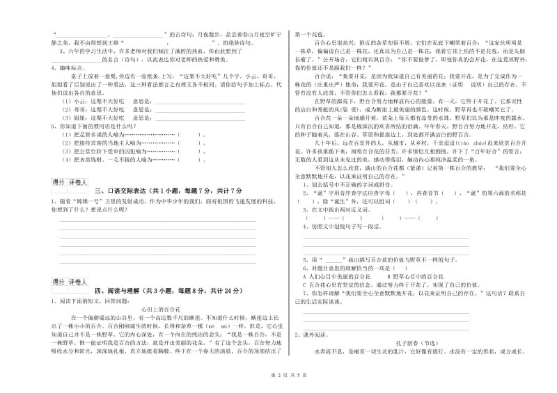 湖南省重点小学小升初语文能力测试试题C卷 含答案.doc_第2页