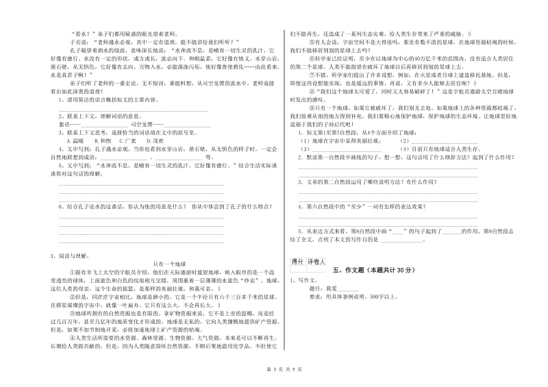 滨州市重点小学小升初语文能力提升试卷 含答案.doc_第3页