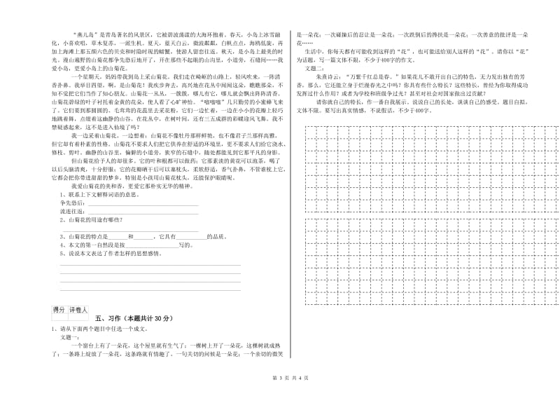 盘锦市实验小学六年级语文【下册】考前练习试题 含答案.doc_第3页