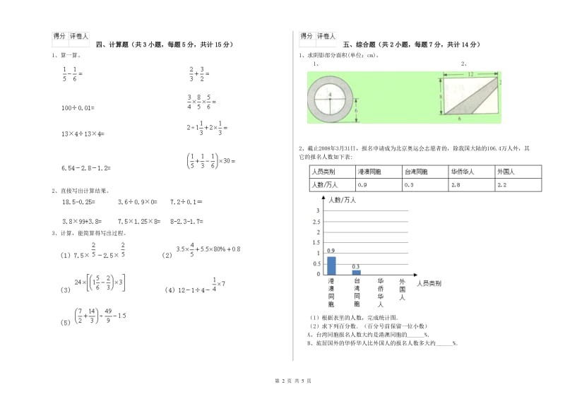 苏教版六年级数学【下册】强化训练试卷A卷 附答案.doc_第2页