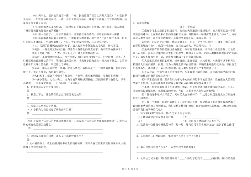 玉溪市重点小学小升初语文强化训练试卷 附解析.doc_第3页