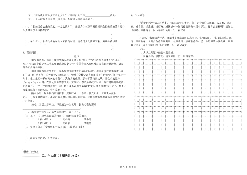 玉树藏族自治州重点小学小升初语文综合练习试题 含答案.doc_第3页