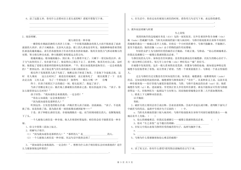 湖北省小升初语文能力提升试题D卷 附答案.doc_第3页