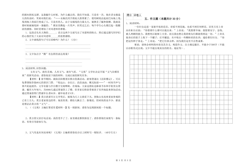 绍兴市重点小学小升初语文能力检测试题 含答案.doc_第3页