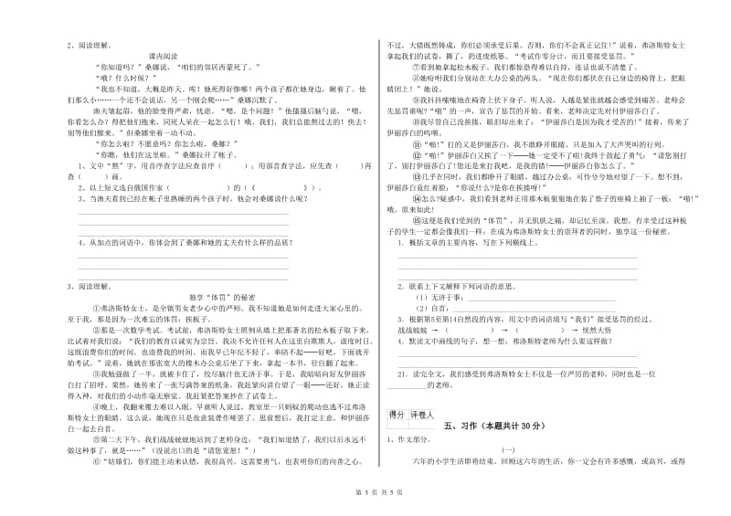 绵阳市实验小学六年级语文下学期考前练习试题 含答案.doc_第3页