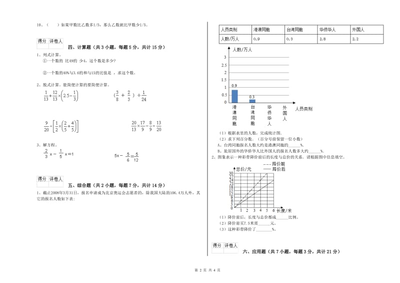 盘锦市实验小学六年级数学【上册】每周一练试题 附答案.doc_第2页