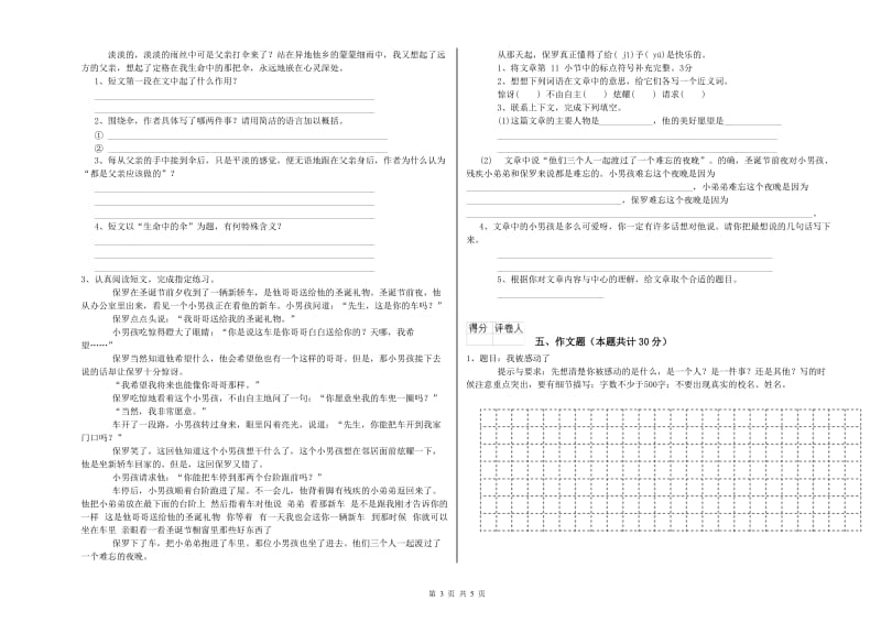 湖南省小升初语文提升训练试题D卷 含答案.doc_第3页