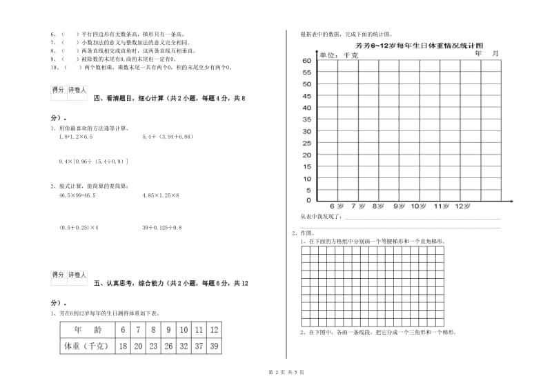 福建省重点小学四年级数学【下册】期末考试试题 附解析.doc_第2页