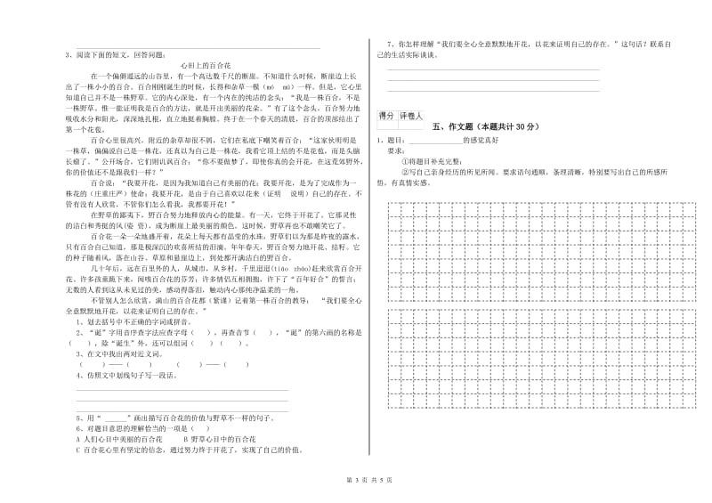 眉山市重点小学小升初语文自我检测试卷 含答案.doc_第3页