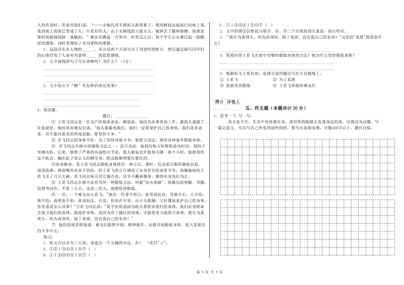 甘肃省小升初语文全真模拟考试试题C卷 附解析.doc_第3页