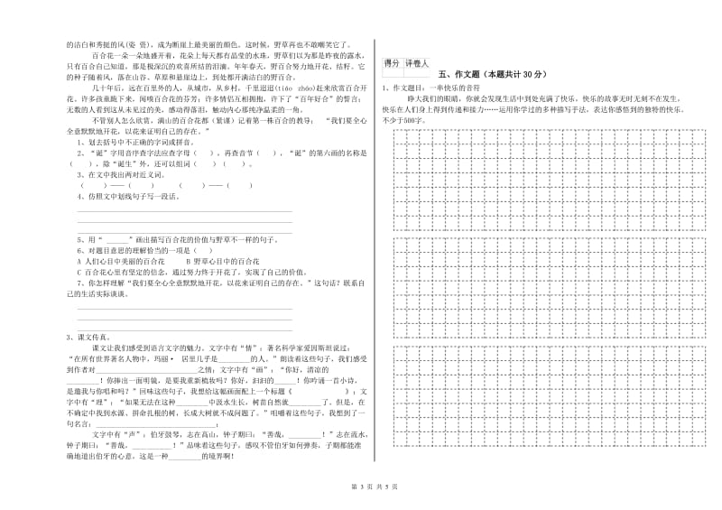 聊城市重点小学小升初语文综合练习试题 附答案.doc_第3页