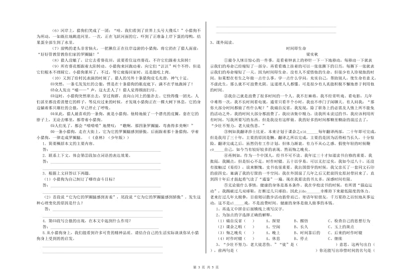 滁州市重点小学小升初语文模拟考试试题 附答案.doc_第3页