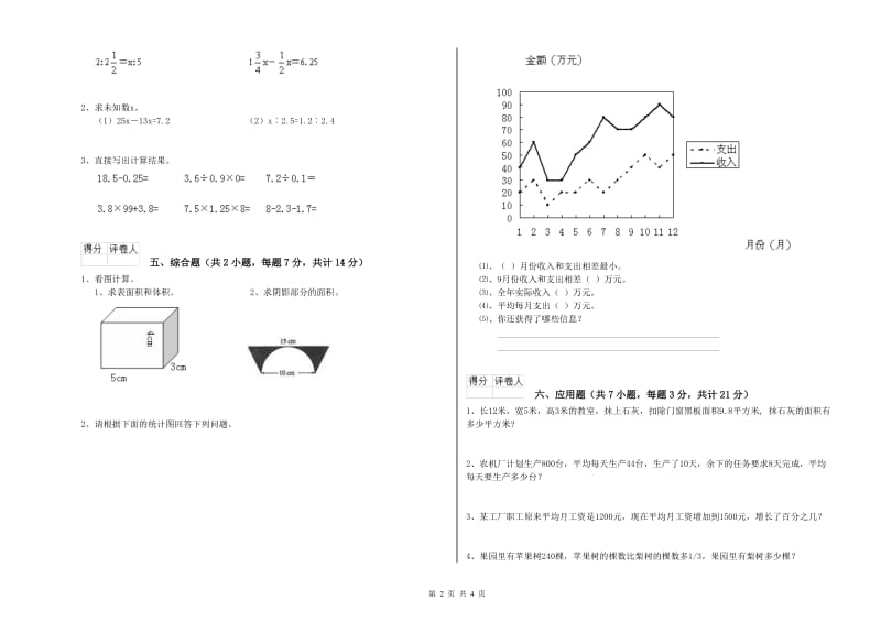 福州市实验小学六年级数学上学期开学考试试题 附答案.doc_第2页