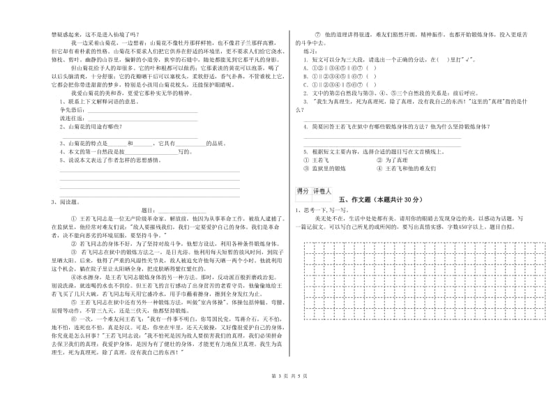 湘潭市重点小学小升初语文强化训练试卷 附解析.doc_第3页