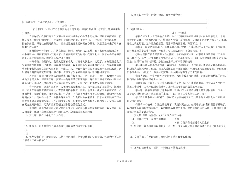 漳州市实验小学六年级语文【上册】强化训练试题 含答案.doc_第3页