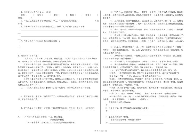 湖北省小升初语文每日一练试卷 附答案.doc_第3页