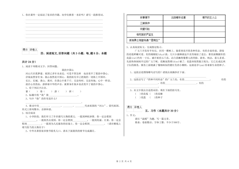 芜湖市实验小学六年级语文【下册】模拟考试试题 含答案.doc_第2页