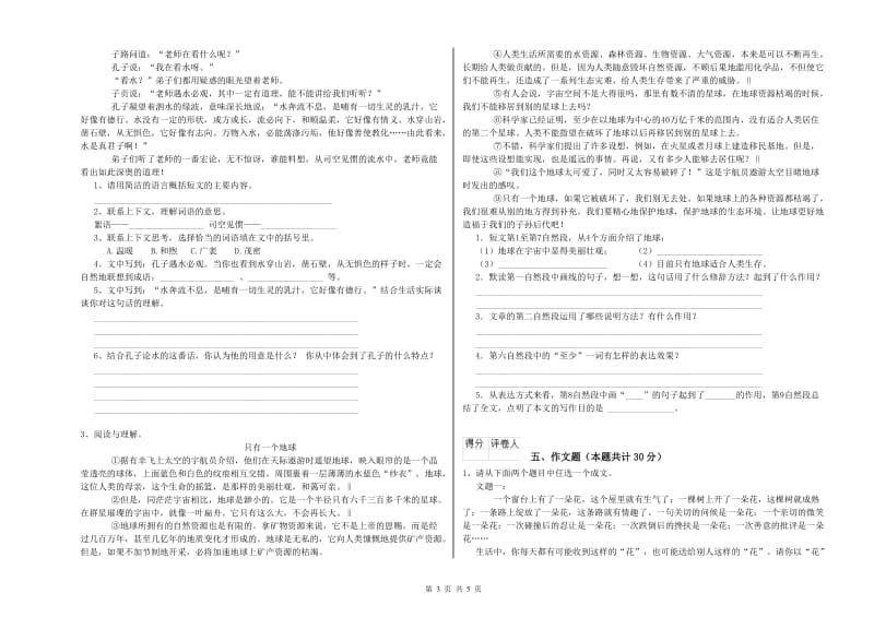 甘肃省重点小学小升初语文过关检测试卷D卷 附解析.doc_第3页