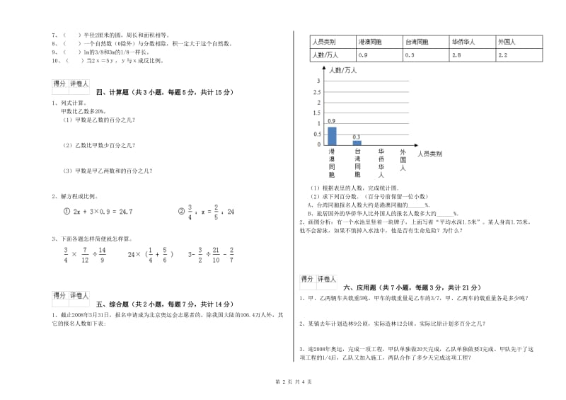 湘教版六年级数学【上册】过关检测试题C卷 附解析.doc_第2页