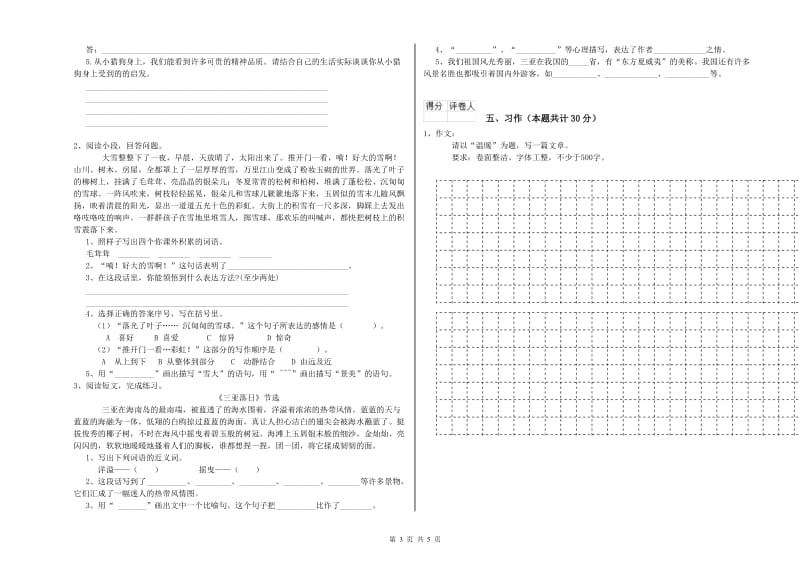 白城市实验小学六年级语文下学期全真模拟考试试题 含答案.doc_第3页