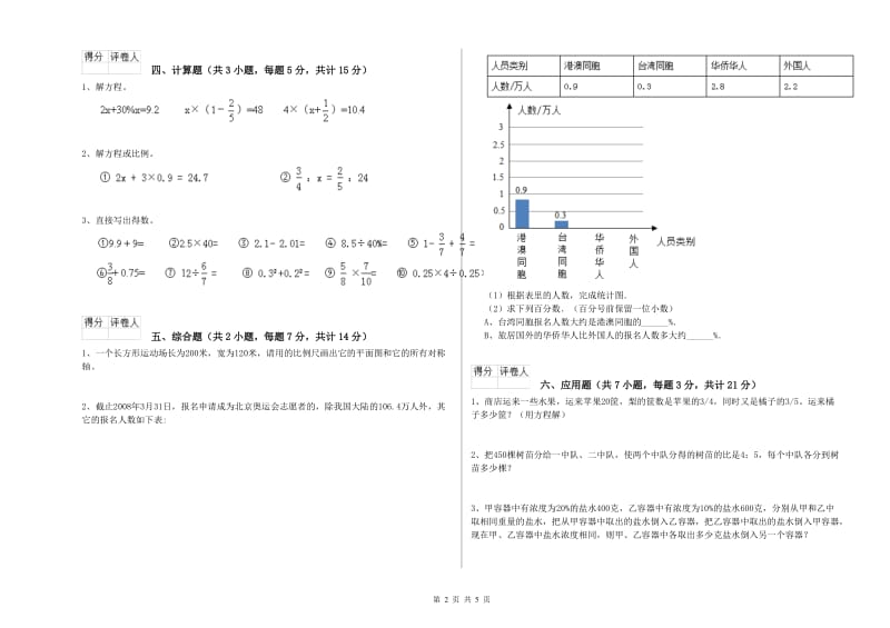 湘潭市实验小学六年级数学下学期全真模拟考试试题 附答案.doc_第2页