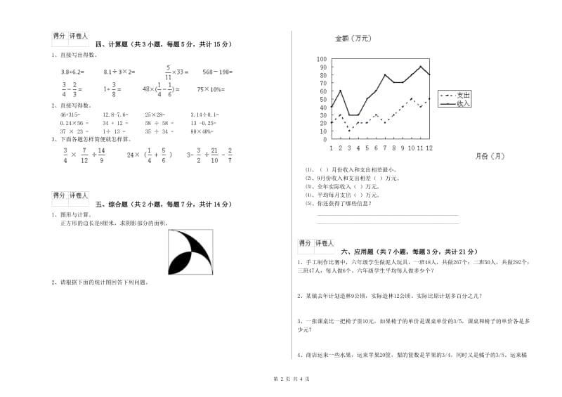 湘教版六年级数学上学期综合练习试题D卷 附答案.doc_第2页