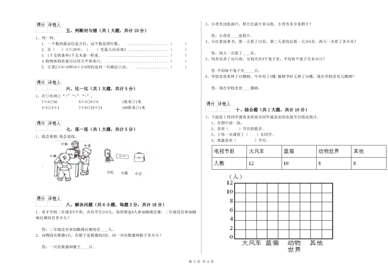 甘孜藏族自治州二年级数学下学期综合练习试题 附答案.doc_第2页