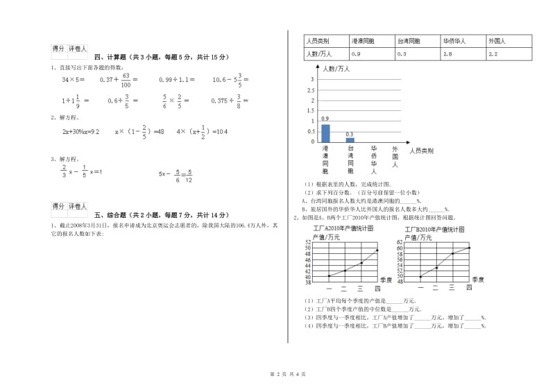 牡丹江市实验小学六年级数学【上册】期末考试试题 附答案.doc_第2页