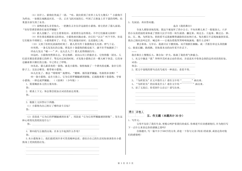 湖南省重点小学小升初语文每日一练试题C卷 附解析.doc_第3页