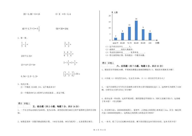 潍坊市实验小学六年级数学【下册】强化训练试题 附答案.doc_第2页