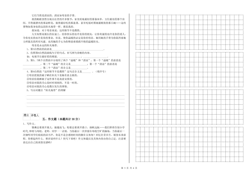 福建省小升初语文考前检测试卷B卷 附解析.doc_第3页