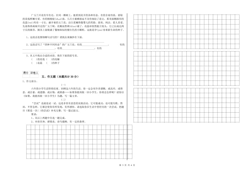 湖北省重点小学小升初语文能力检测试题 附答案.doc_第3页