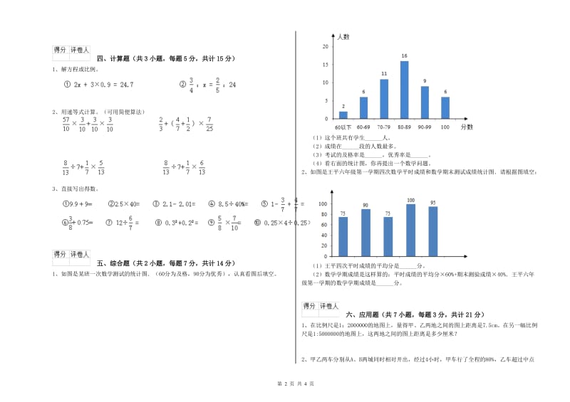 石嘴山市实验小学六年级数学【上册】综合练习试题 附答案.doc_第2页