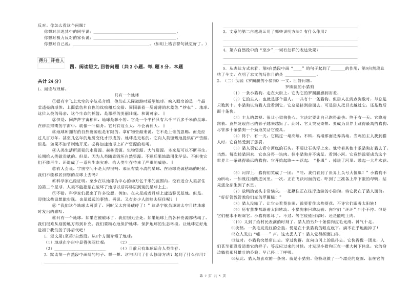 滨州市实验小学六年级语文【下册】提升训练试题 含答案.doc_第2页