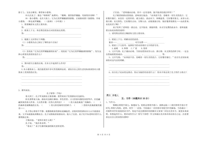 滨州市实验小学六年级语文【下册】提升训练试题 含答案.doc_第3页