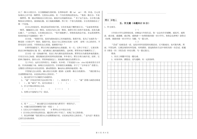 湖北省小升初语文考前练习试题C卷 含答案.doc_第3页