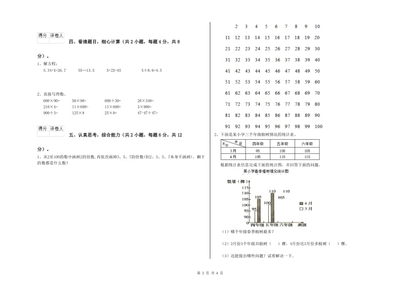 湖南省重点小学四年级数学上学期全真模拟考试试卷 附解析.doc_第2页