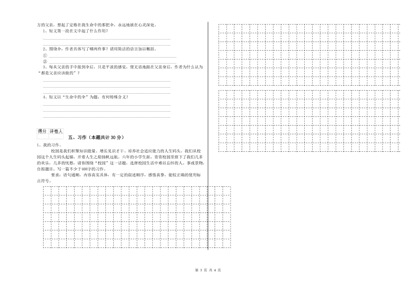 玉林市实验小学六年级语文下学期综合练习试题 含答案.doc_第3页