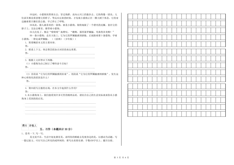 长春版六年级语文下学期考前检测试题D卷 附解析.doc_第3页