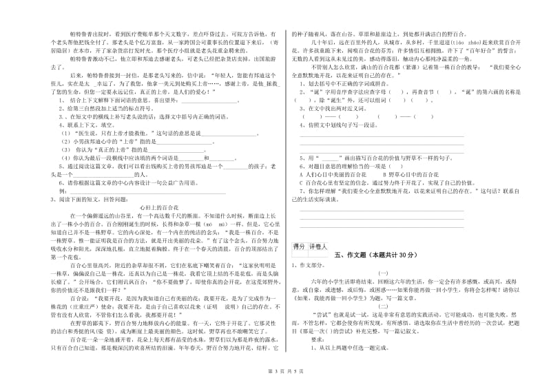 衢州市重点小学小升初语文全真模拟考试试题 含答案.doc_第3页