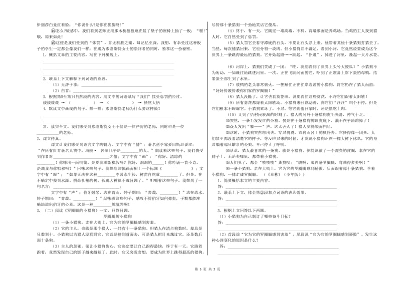 迪庆藏族自治州实验小学六年级语文下学期模拟考试试题 含答案.doc_第3页