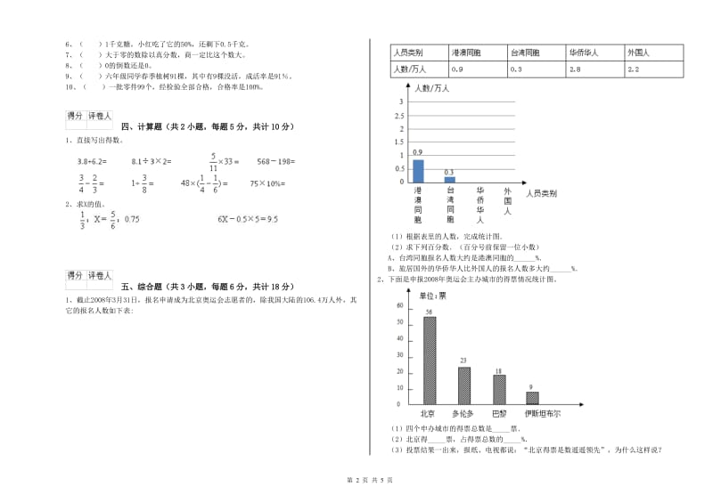 贵州省2020年小升初数学能力测试试卷D卷 附答案.doc_第2页