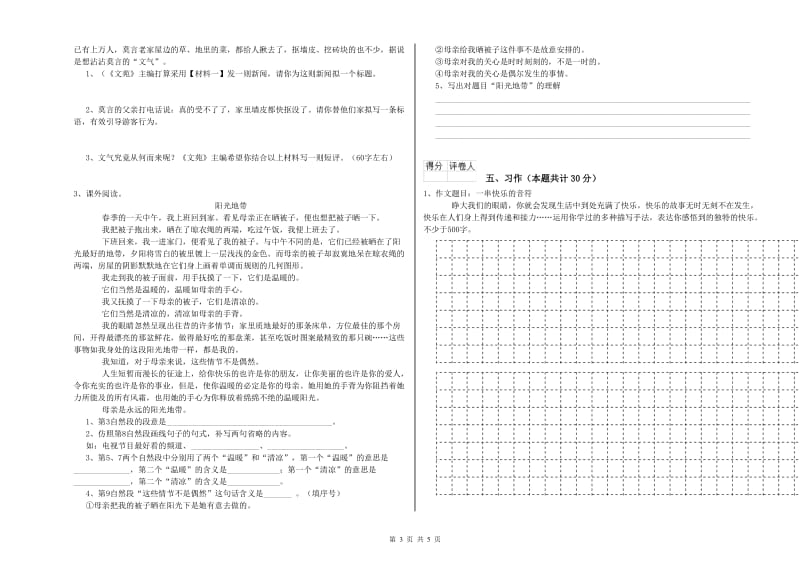 连云港市实验小学六年级语文下学期考前练习试题 含答案.doc_第3页