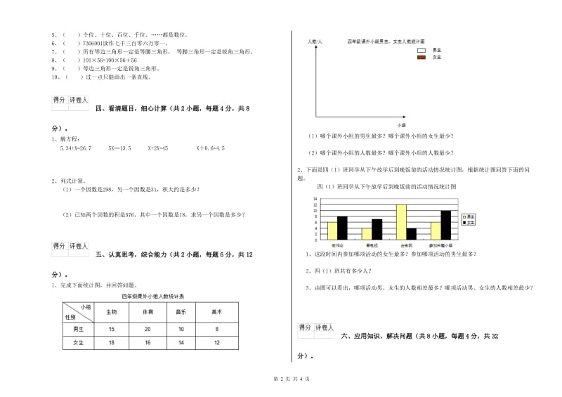 贵州省2020年四年级数学【上册】期末考试试卷 附答案.doc_第2页